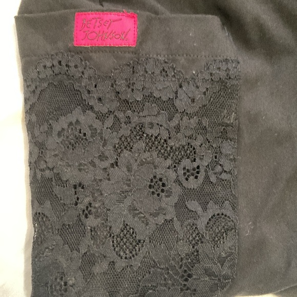 Betsy Johnson Lace Pockets Scrub bottoms. Black scrub bottoms with lace … - Picture 2 of 8
